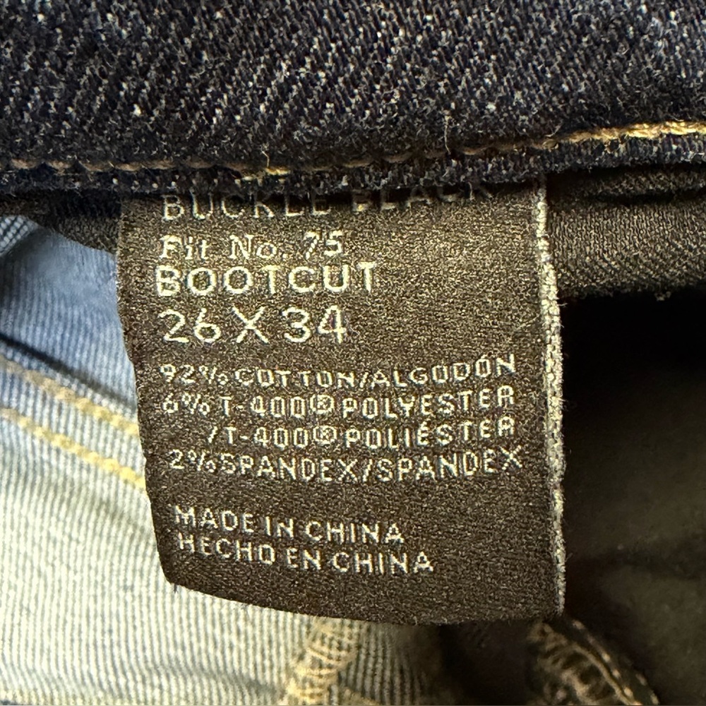 Buckle Black Fit No 75 Bootcut Jeans Womens 26x34 Dark Wash High Rise - Picture 10 of 11